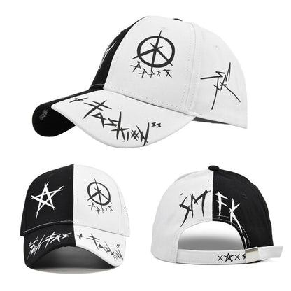 Letter Baseball Cap Graffiti Sun Hip Hop Cap, Patchwork Snapback Visor Hat for Men Women, Fashion Cotton Adjustable