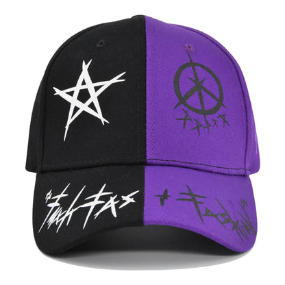 Letter Baseball Cap Graffiti Sun Hip Hop Cap, Patchwork Snapback Visor Hat for Men Women, Fashion Cotton Adjustable