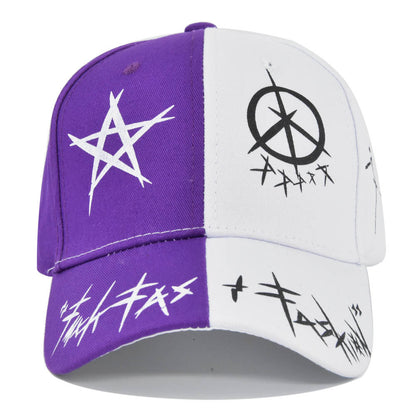 Letter Baseball Cap Graffiti Sun Hip Hop Cap, Patchwork Snapback Visor Hat for Men Women, Fashion Cotton Adjustable