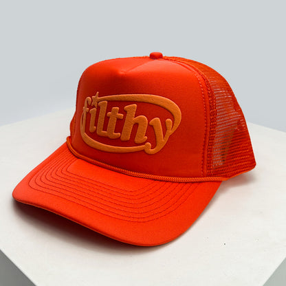 Unisex Color Block Filthy Letters Baseball Hat, Breathable Sunshade Trucker Cap, Versatile Mesh Streetwear Style