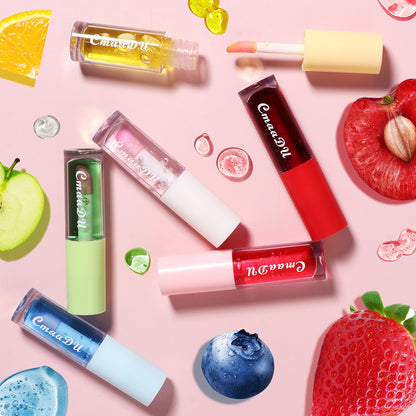 6 Color Fruit Flavor Lip Oil, Color Changing Hydrating Gloss, Moisturizing Tinted Lip Care for Smooth Soft Lips