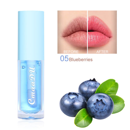 6 Color Fruit Flavor Lip Oil, Color Changing Hydrating Gloss, Moisturizing Tinted Lip Care for Smooth Soft Lips