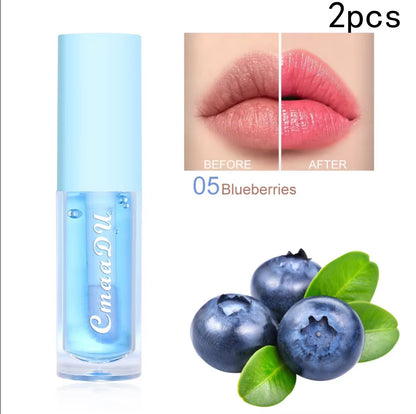 6 Color Fruit Flavor Lip Oil, Color Changing Hydrating Gloss, Moisturizing Tinted Lip Care for Smooth Soft Lips