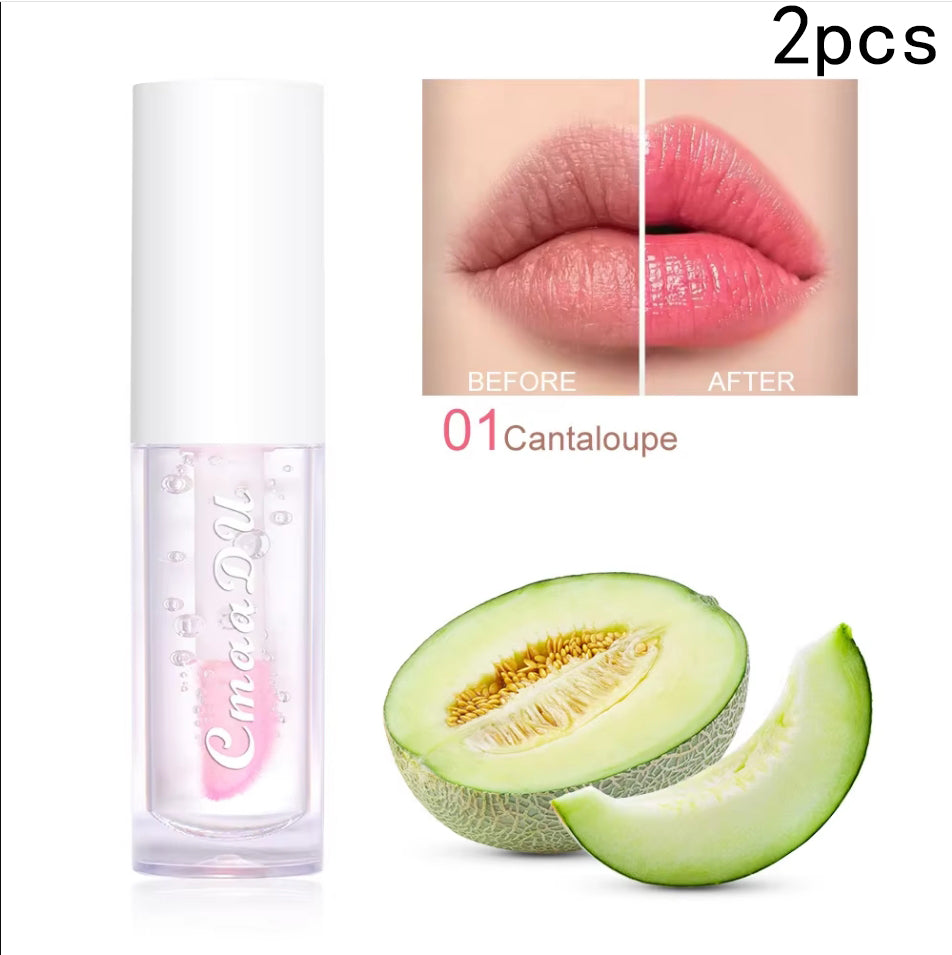 6 Color Fruit Flavor Lip Oil, Color Changing Hydrating Gloss, Moisturizing Tinted Lip Care for Smooth Soft Lips