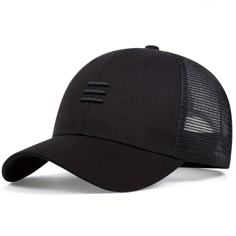 Unisex Three Embroidery Baseball Net Caps, Spring and Summer Outdoor Adjustable Casual Hats, Sunscreen Hat Golf Cap