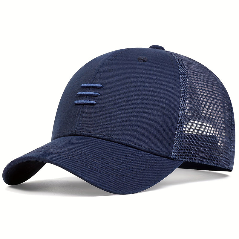 Unisex Three Embroidery Baseball Net Caps, Spring and Summer Outdoor Adjustable Casual Hats, Sunscreen Hat Golf Cap