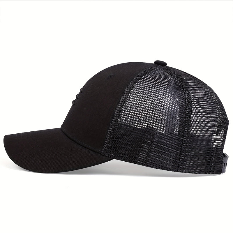 Unisex Three Embroidery Baseball Net Caps, Spring and Summer Outdoor Adjustable Casual Hats, Sunscreen Hat Golf Cap