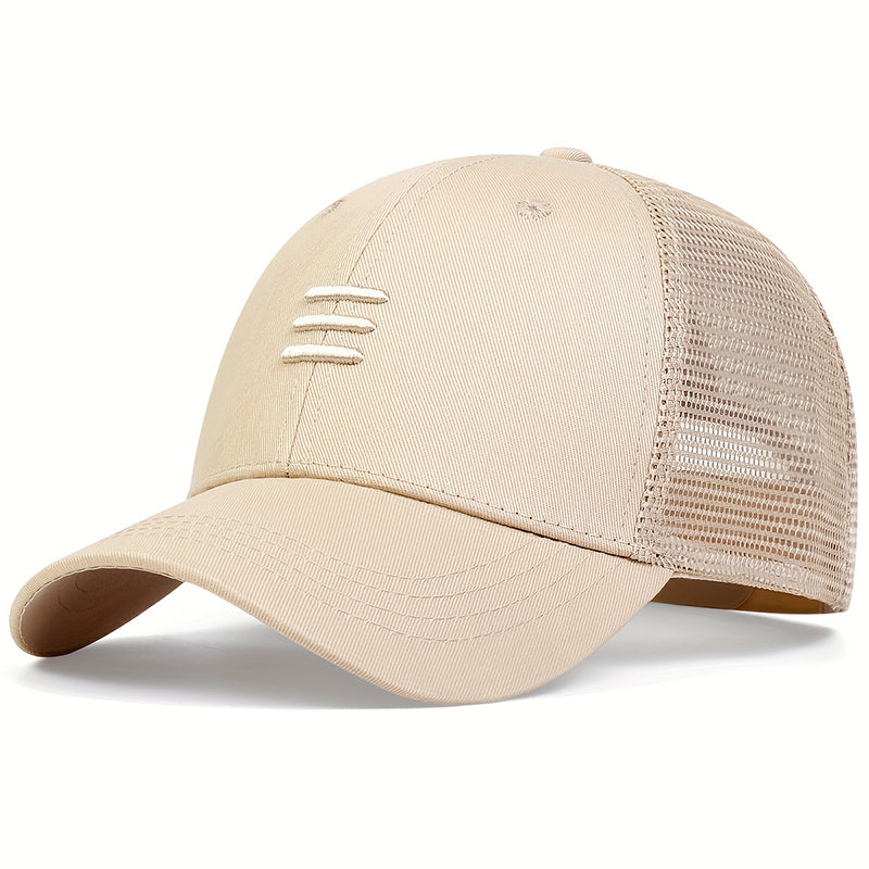 Unisex Three Embroidery Baseball Net Caps, Spring and Summer Outdoor Adjustable Casual Hats, Sunscreen Hat Golf Cap
