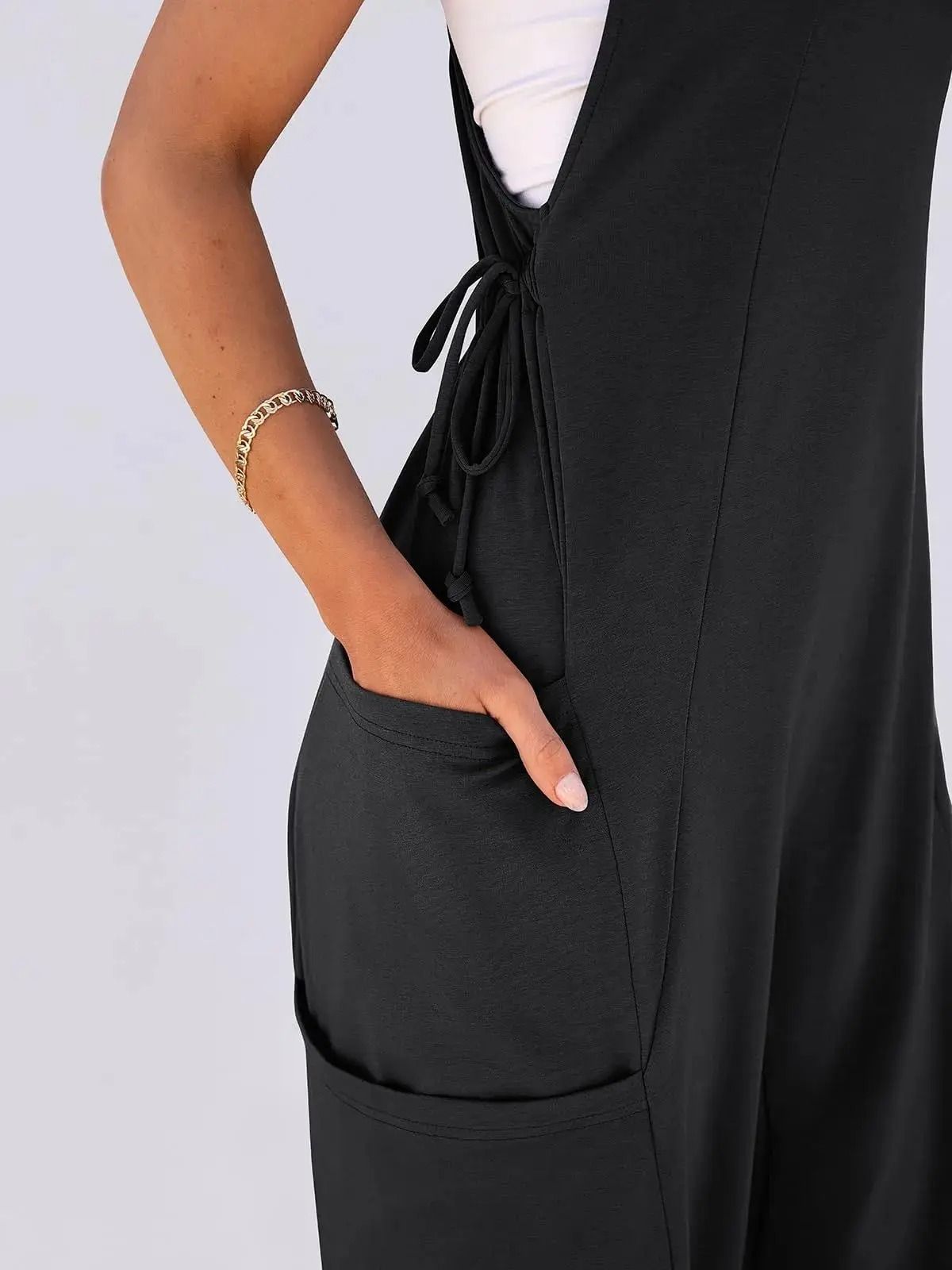 Casual Sleeveless Loose Harem Jumpsuit With Wide Leg Trousers 3