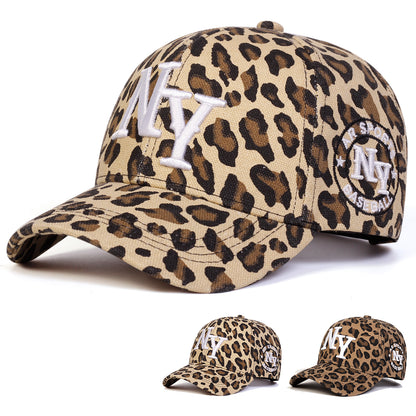 Adjustable Unisex Leopard Print Baseball Cap with Letter Embroidery, Casual Trucker Hat for Spring Autumn Outdoor Wear