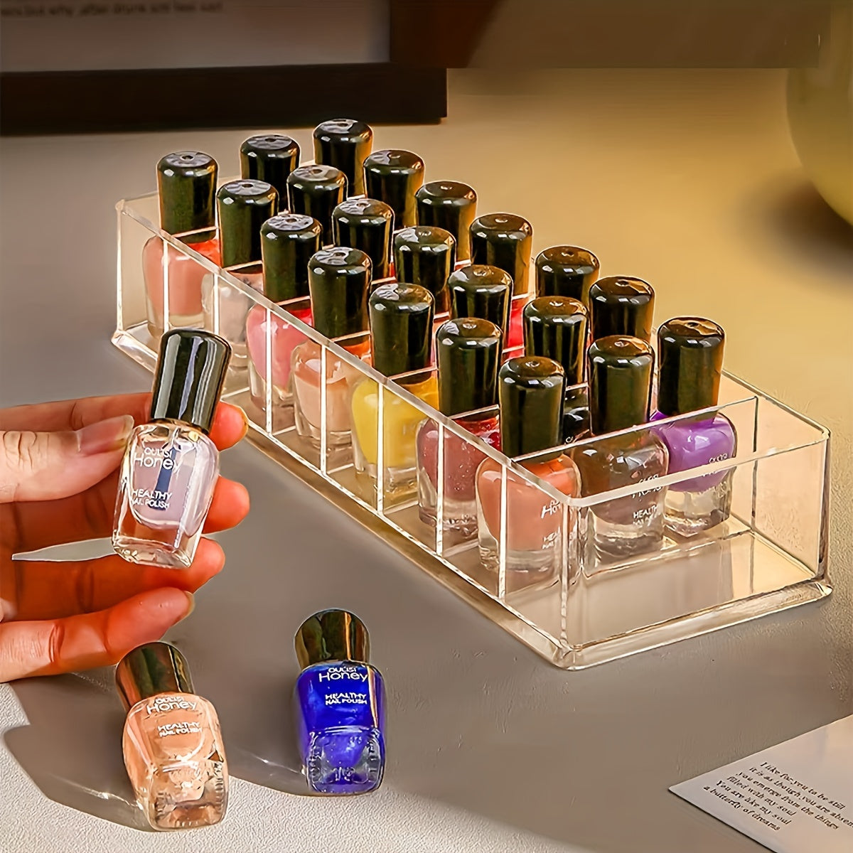 Acrylic Nail Polish Organizer, Clear Display Rack for Cosmetic Storage, Durable & Easy to Clean Nail Studio Props