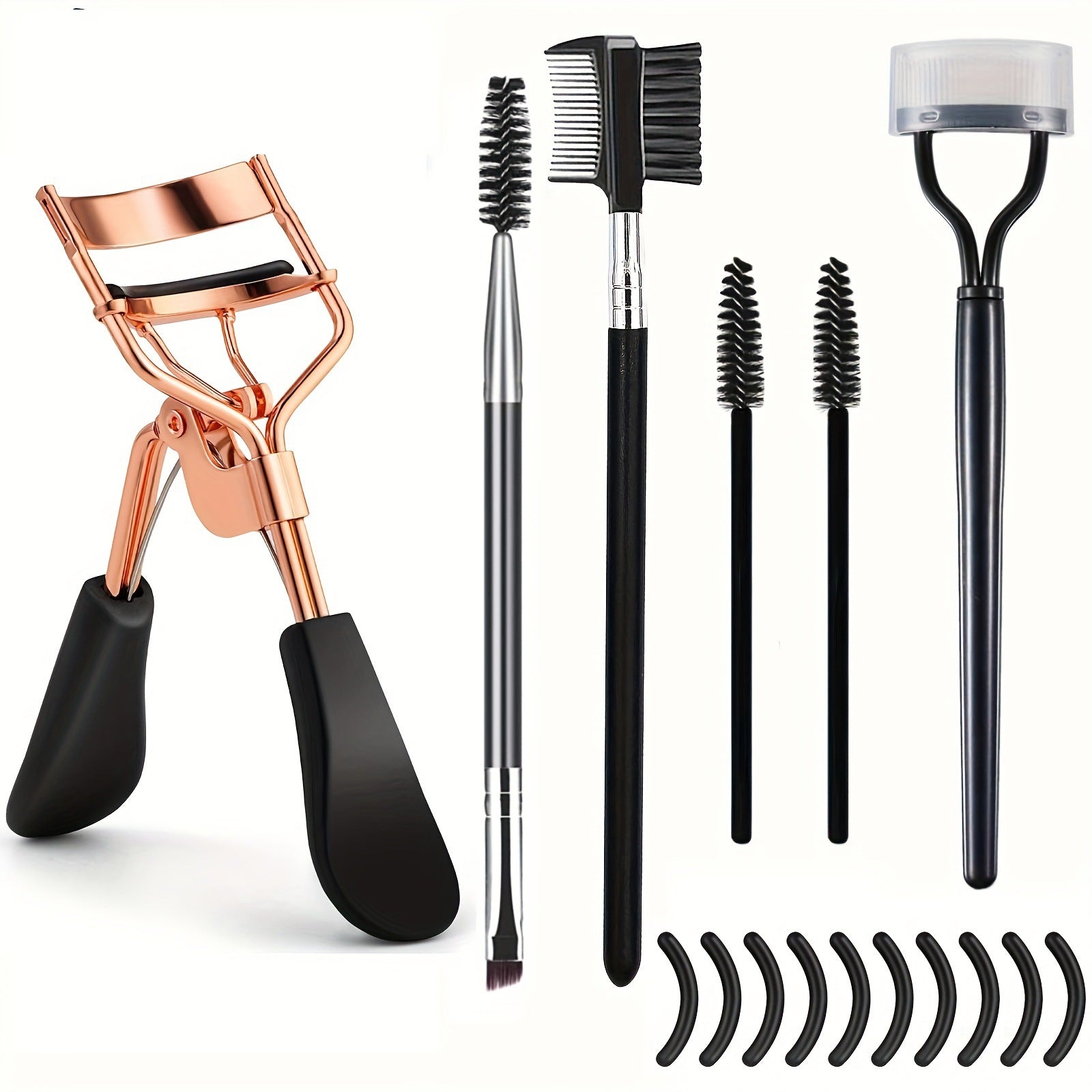 Eyelash Curler Women, Professional Eyelashes Curling Tweezers Clips, Lasting Eye Makeup Tools with Pads