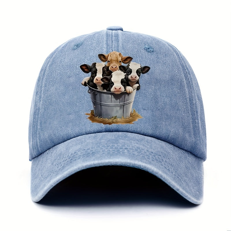 Adjustable Cow Print Baseball Cap, Outdoor Sun Protection Hat, Casual Duckbill Cap for Men and Women