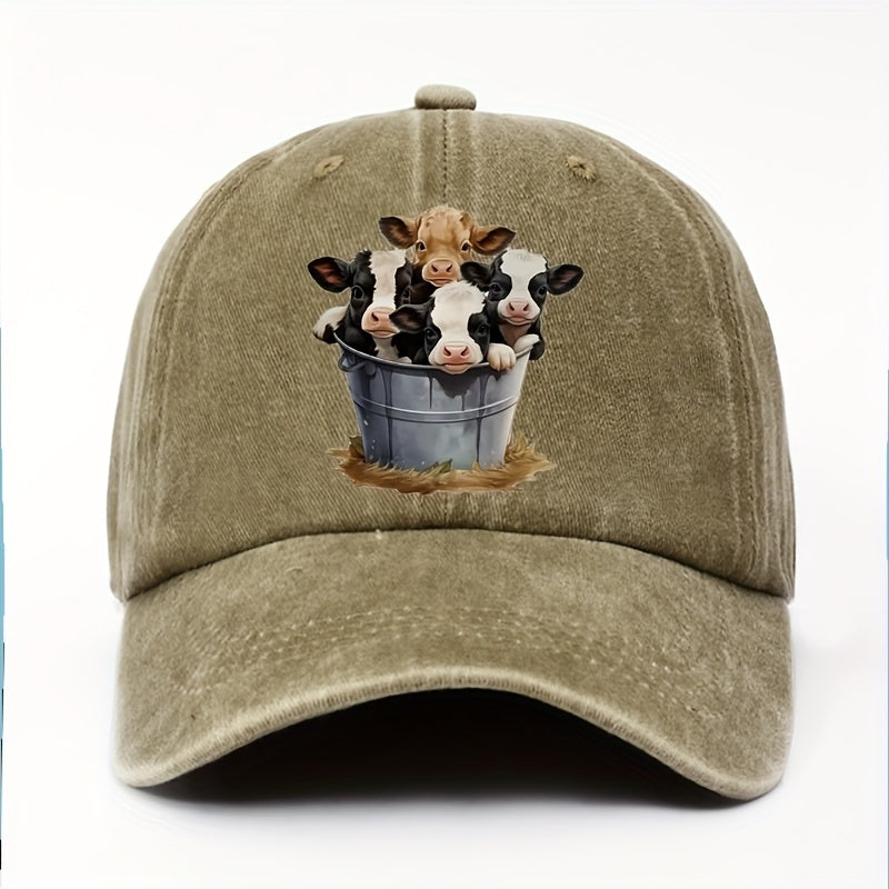 Adjustable Cow Print Baseball Cap, Outdoor Sun Protection Hat, Casual Duckbill Cap for Men and Women