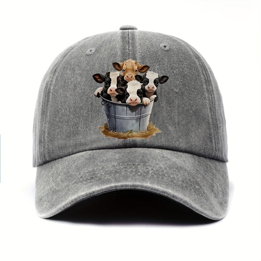 Adjustable Cow Print Baseball Cap, Outdoor Sun Protection Hat, Casual Duckbill Cap for Men and Women