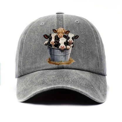 Adjustable Cow Print Baseball Cap, Outdoor Sun Protection Hat, Casual Duckbill Cap for Men and Women