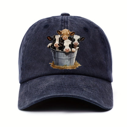 Adjustable Cow Print Baseball Cap, Outdoor Sun Protection Hat, Casual Duckbill Cap for Men and Women