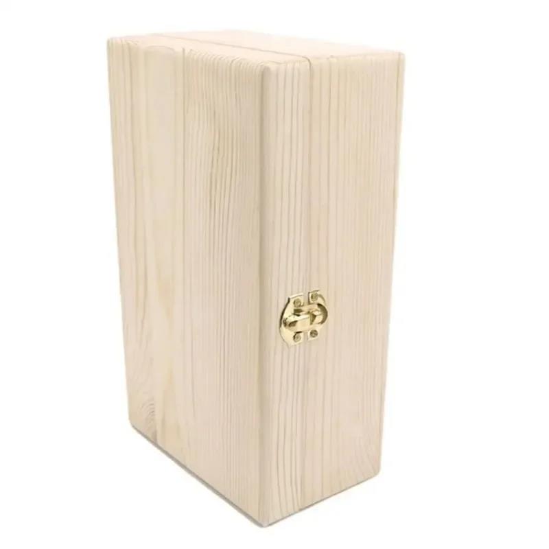 Handmade Solid Wood Jewelry Case, Rectangular Flip Top Wooden Storage Box, Crafted Gift for Keepsakes, Treasures