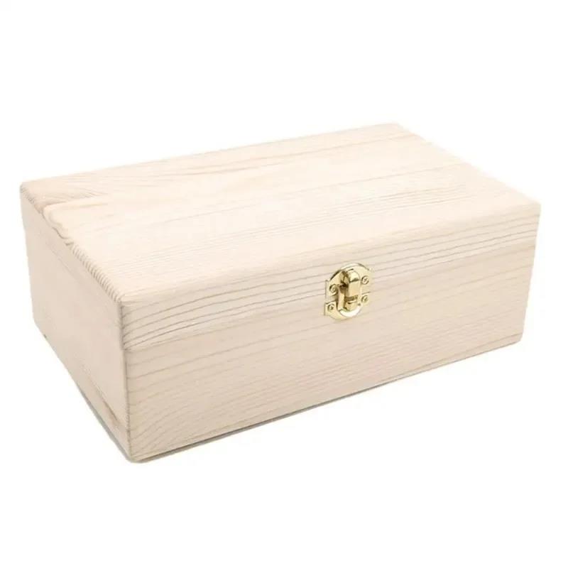 Handmade Solid Wood Jewelry Case, Rectangular Flip Top Wooden Storage Box, Crafted Gift for Keepsakes, Treasures