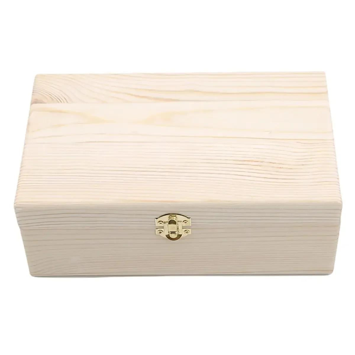 Handmade Solid Wood Jewelry Case, Rectangular Flip Top Wooden Storage Box, Crafted Gift for Keepsakes, Treasures