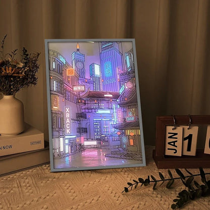 LED City Night View Light Painting with USB Dimming for Romantic Home Decor