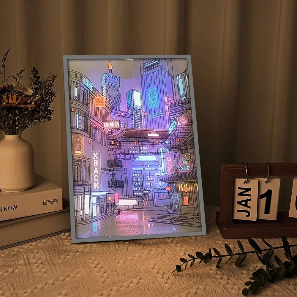 LED City Night View Light Painting With USB Dimming For Romantic Home Decor 1