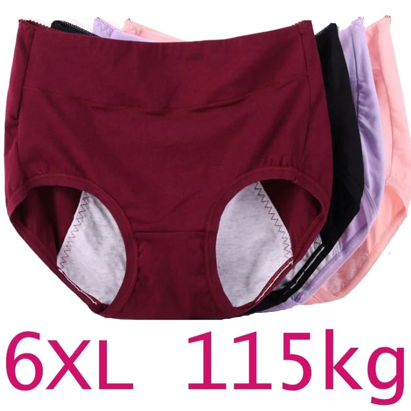 Plus Size Leak Proof Cotton High Waist Menstrual Panties for Women