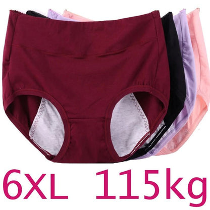 Plus Size Leak Proof Cotton High Waist Menstrual Panties for Women