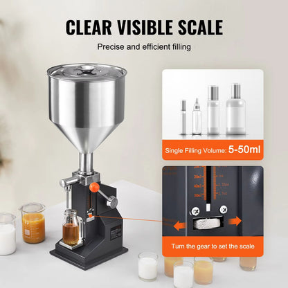 Adjustable 5100 Ml Manual Liquid Filling Machine FoodGrade Hopper Bottle Filler 2