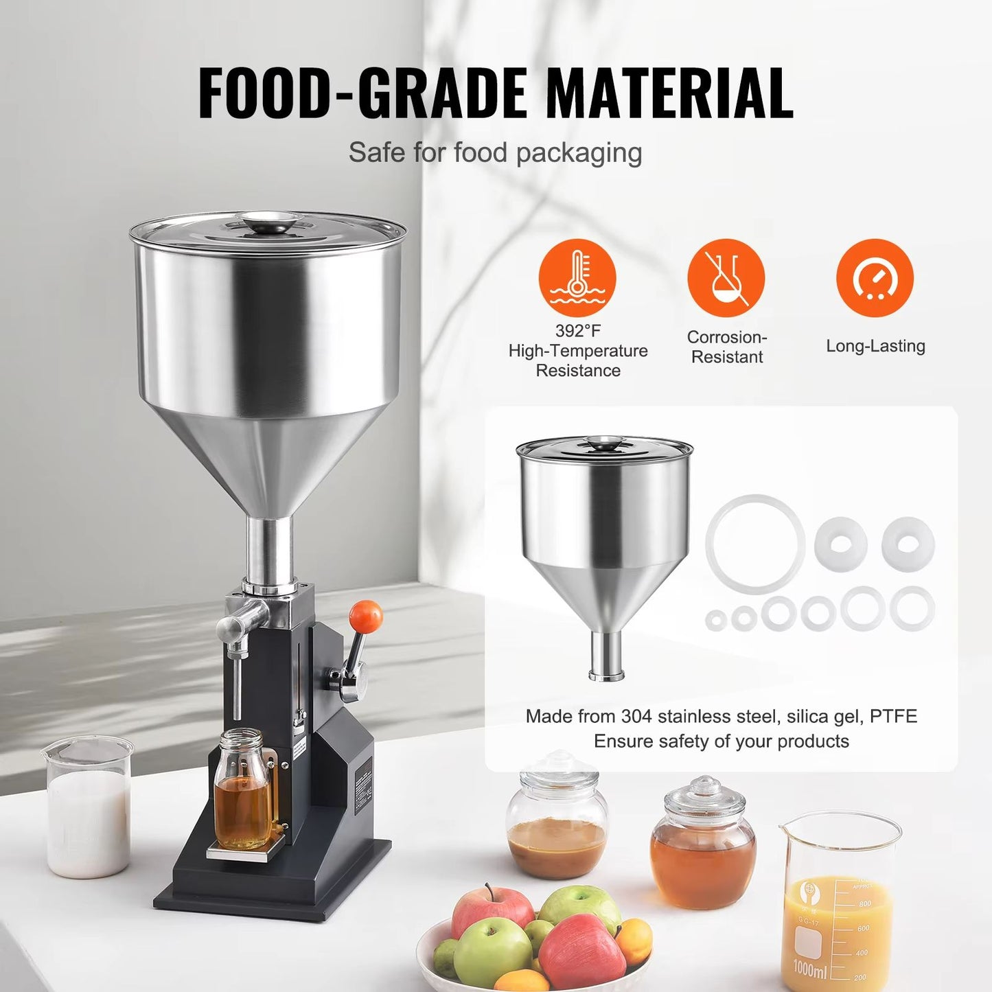 Adjustable 5100 Ml Manual Liquid Filling Machine FoodGrade Hopper Bottle Filler 4