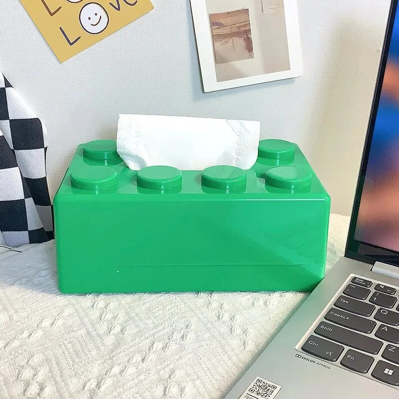 Creative Cartoon Building Block Tissue Box, High Aesthetic Value Household Napkin Paper Drawer Storage Box for Home