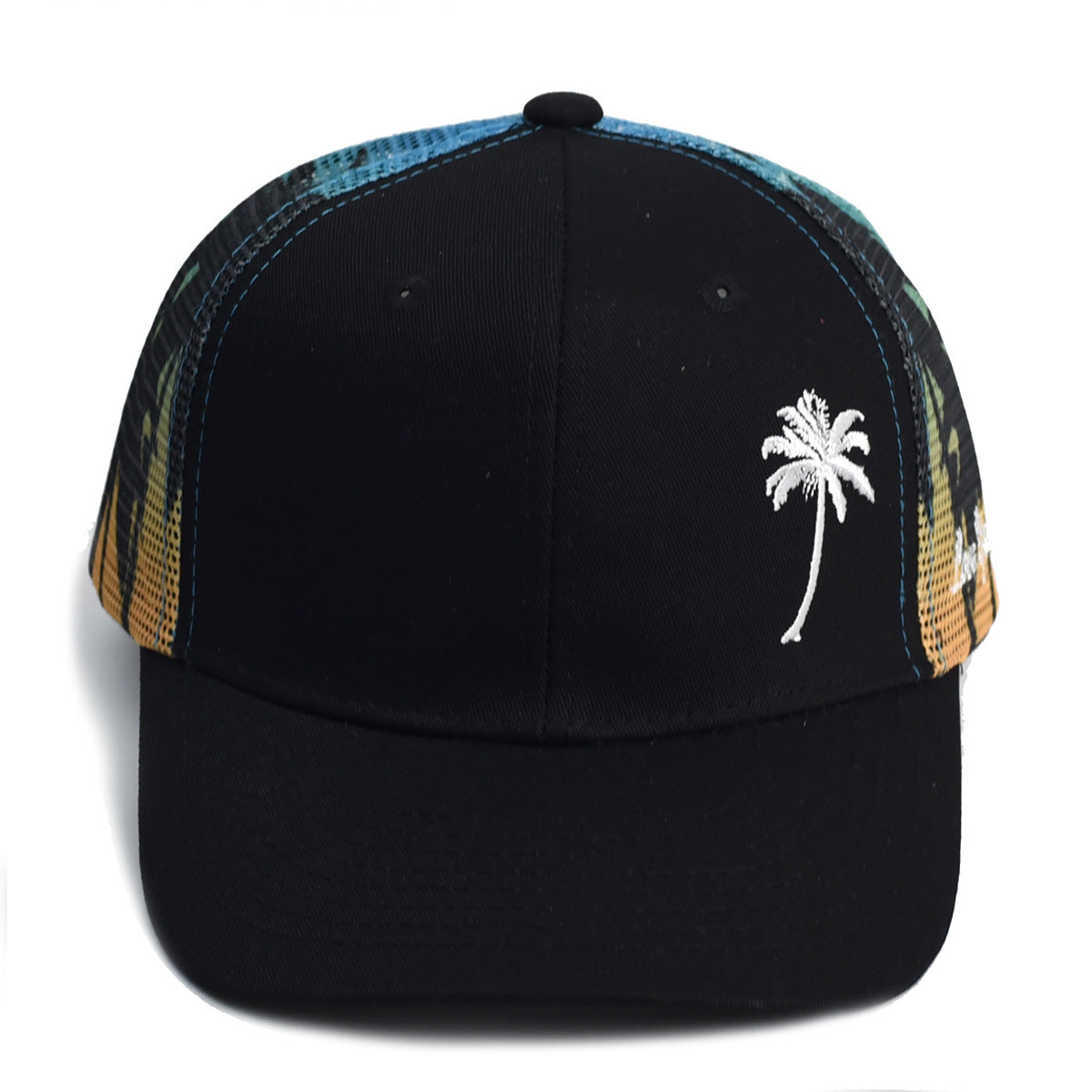 Coconut Tree Pattern Outdoor Summer Trucker Hat, Unisex Adjustable Baseball Cap, Streetwear Snapback for Men and Women