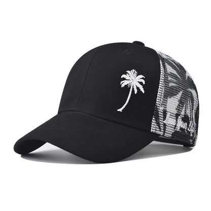 Coconut Tree Pattern Outdoor Summer Trucker Hat, Unisex Adjustable Baseball Cap, Streetwear Snapback for Men and Women