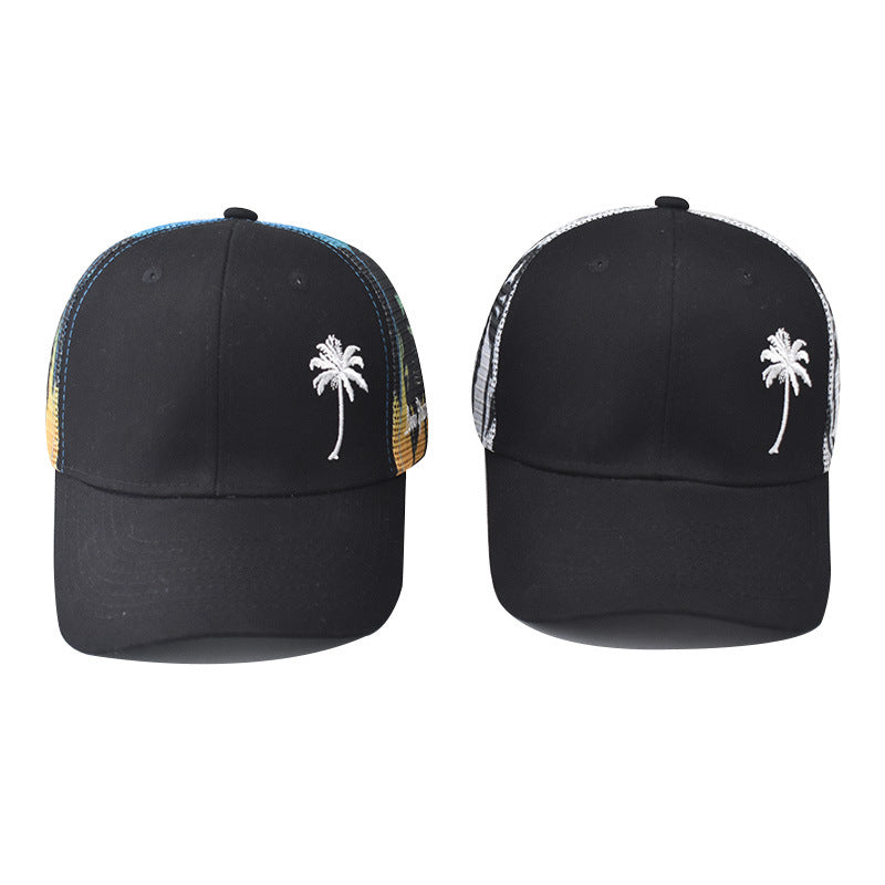 Coconut Tree Pattern Outdoor Summer Trucker Hat, Unisex Adjustable Baseball Cap, Streetwear Snapback for Men and Women