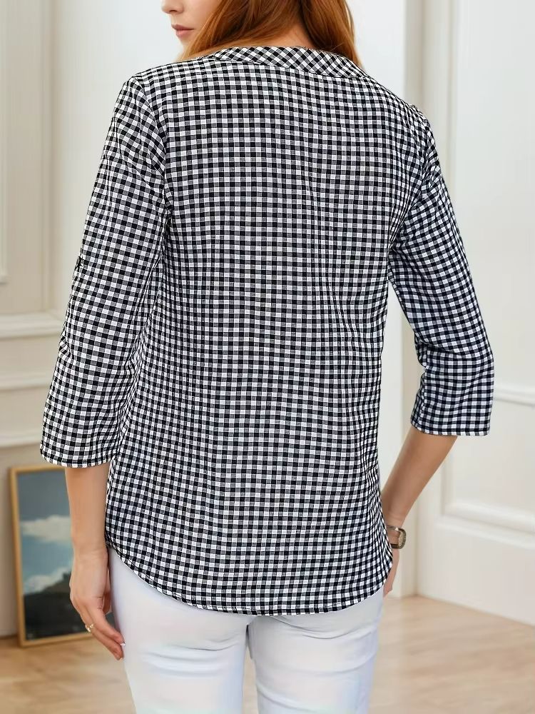 Curvy Confidence Plaid VNeck Blouse  Plus Size Spring  Fall Essential 3