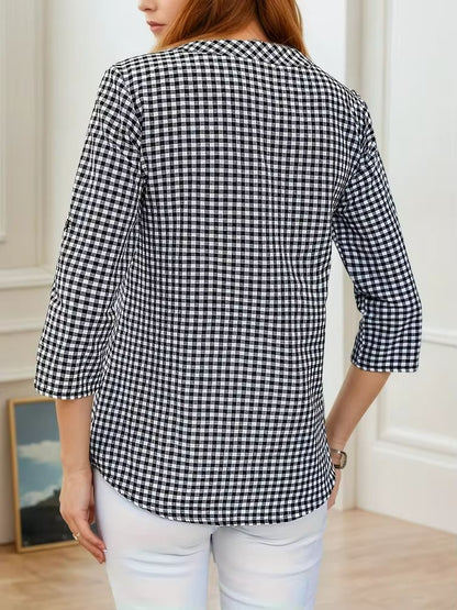 Curvy Confidence Plaid VNeck Blouse  Plus Size Spring  Fall Essential 3