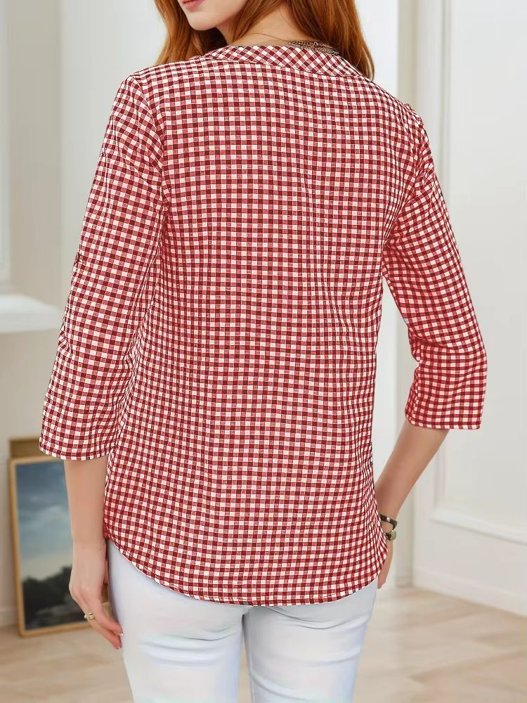 Curvy Confidence Plaid VNeck Blouse  Plus Size Spring  Fall Essential 5