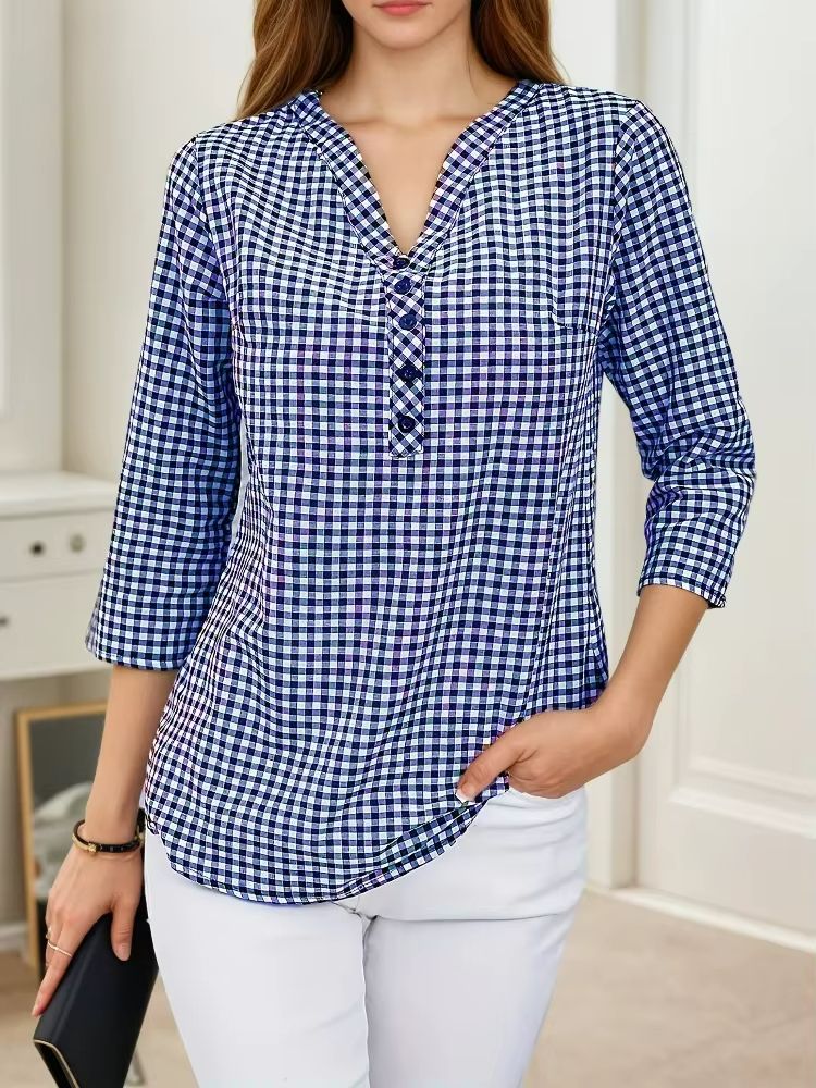 Curvy Confidence Plaid VNeck Blouse  Plus Size Spring  Fall Essential 6