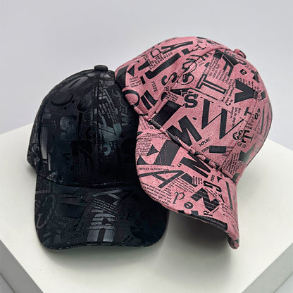 Kpop Men Women Baseball Hats Graffiti Letter Vegan Leather Cotton Breathable HipHop Caps Street Fashion Solar Sport