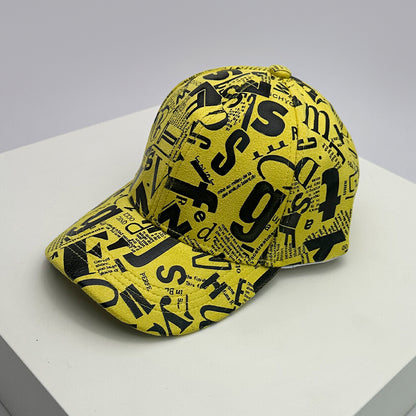 Kpop Men Women Baseball Hats Graffiti Letter Vegan Leather Cotton Breathable HipHop Caps Street Fashion Solar Sport
