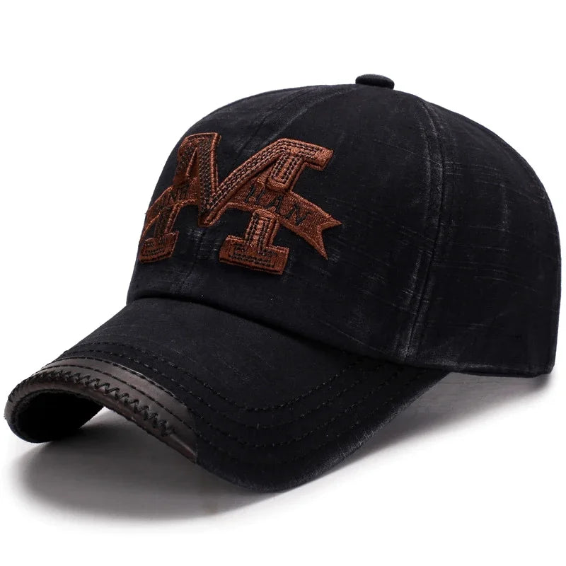 Mens Casual Old Baseball Caps, Spring and Autumn Washed Hats, Outdoor Embroidered Sun Hats for Hiking and Fishing