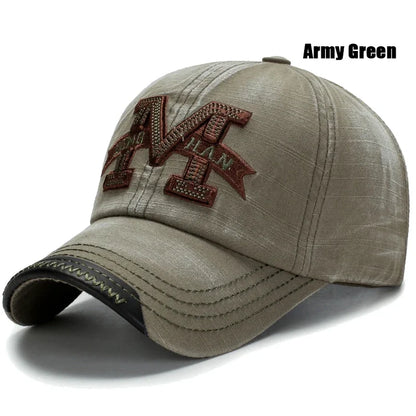 Mens Casual Old Baseball Caps, Spring and Autumn Washed Hats, Outdoor Embroidered Sun Hats for Hiking and Fishing
