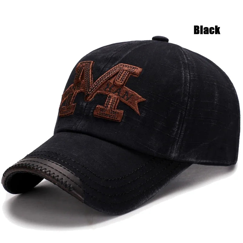 Mens Casual Old Baseball Caps, Spring and Autumn Washed Hats, Outdoor Embroidered Sun Hats for Hiking and Fishing