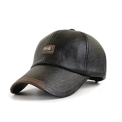 Fashion Casual Men Hats Baseball Caps Leather Outing Cap Adjustable Winter Warm Hat For Everyday We 6