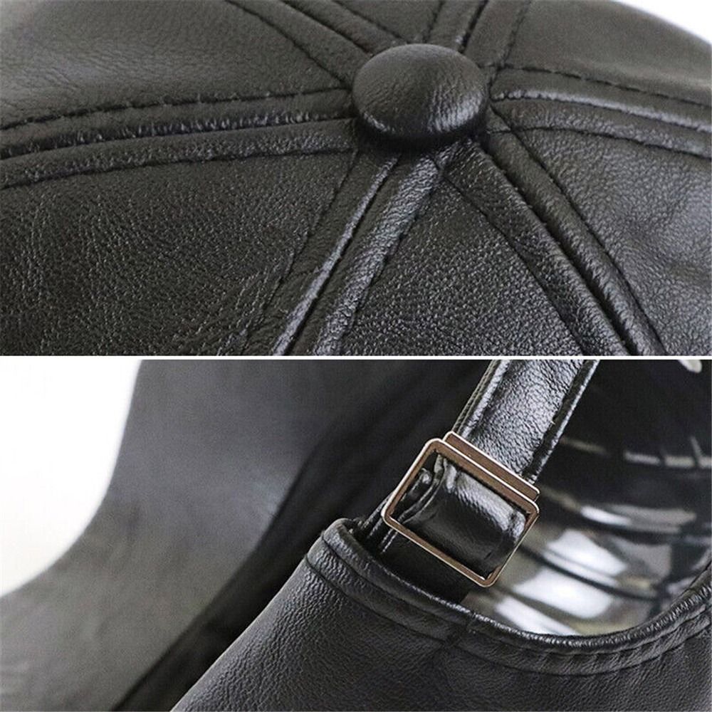 Fashion Casual Men Hats Baseball Caps Leather Outing Cap Adjustable Winter Warm Hat For Everyday We