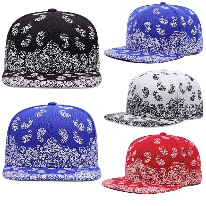 West Coast Cashew Flower Printing Snapback Cap New Fashion, Outdoor Sun Protection, Men Woman Adjustable Baseball Hat