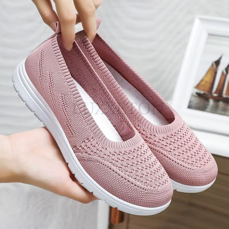BreathEase Mesh SlipOn Flats  Comfortable NonSlip Platform Walking Shoes 1