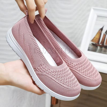 BreathEase Mesh SlipOn Flats  Comfortable NonSlip Platform Walking Shoes 1