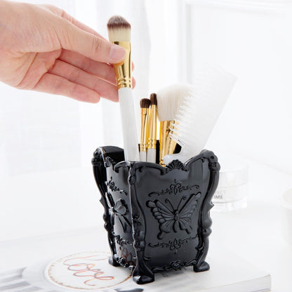 Creative Retro Cosmetics Storage Box, Desktop Makeup Brush, Skin Care Organizer Load Capacity, Elegant Plastic Dressing