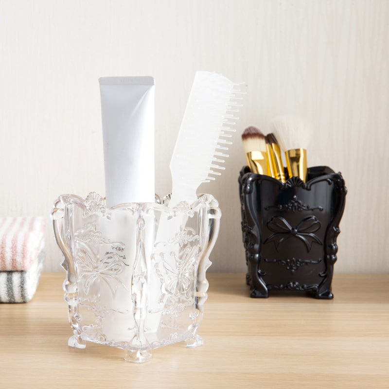 Creative Retro Cosmetics Storage Box, Desktop Makeup Brush, Skin Care Organizer Load Capacity, Elegant Plastic Dressing